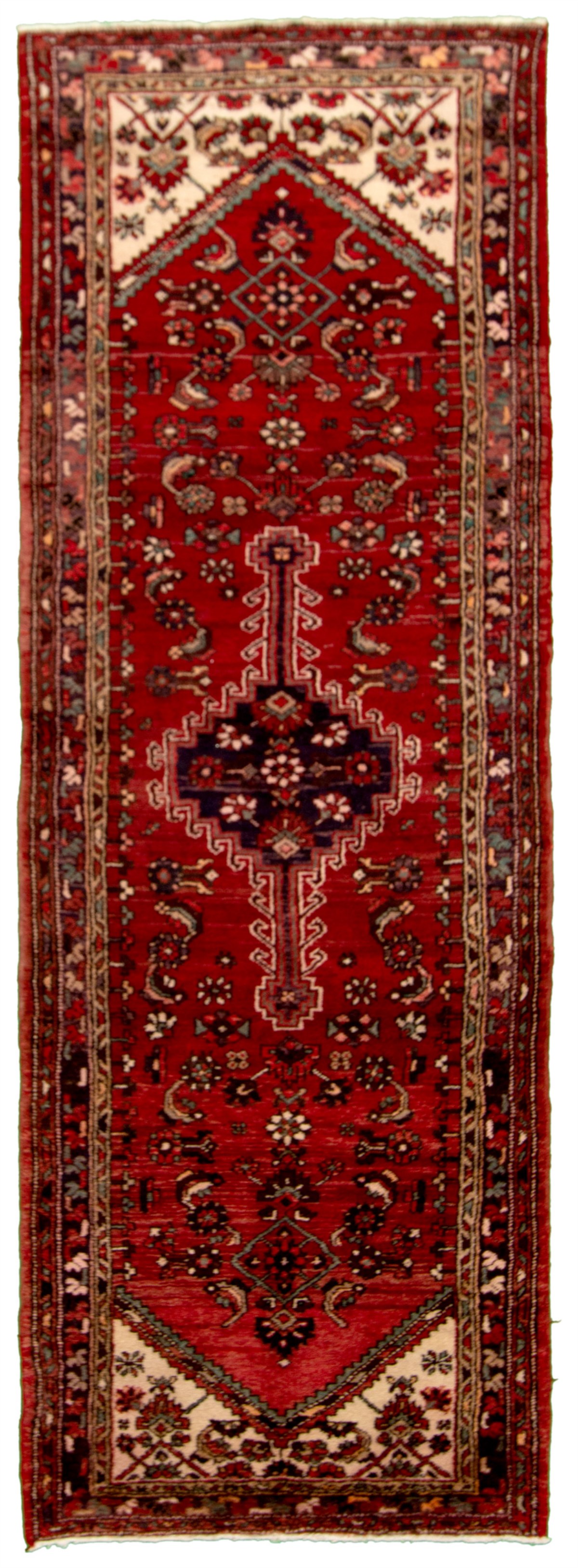 Hand-knotted Hamadan Red Wool Rug 3'7" x 10'0"  Size: 3'7" x 10'0"  