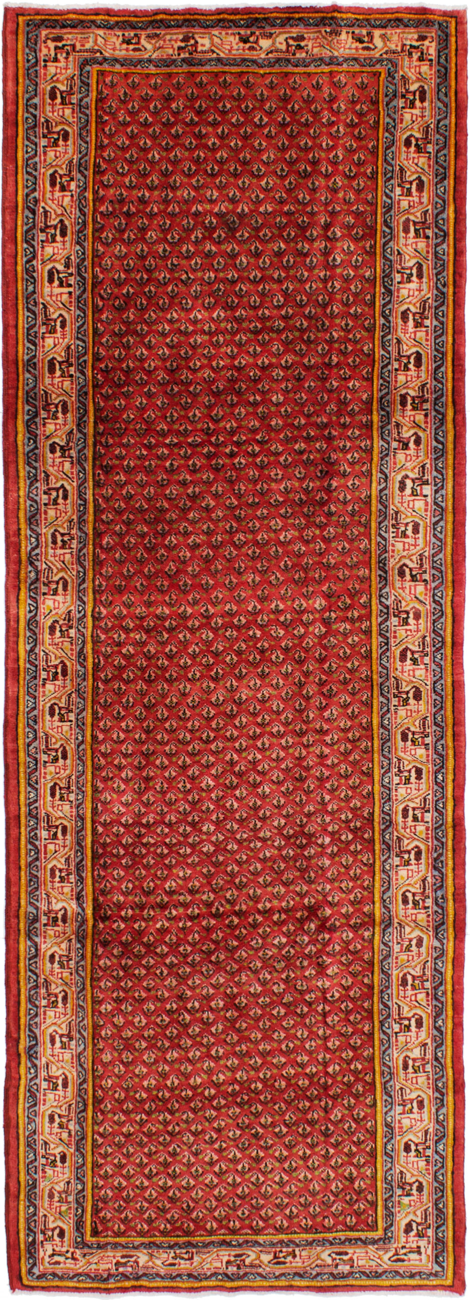 Hand-knotted Arak Red Wool Rug 3'6" x 9'10" Size: 3'6" x 9'10"  
