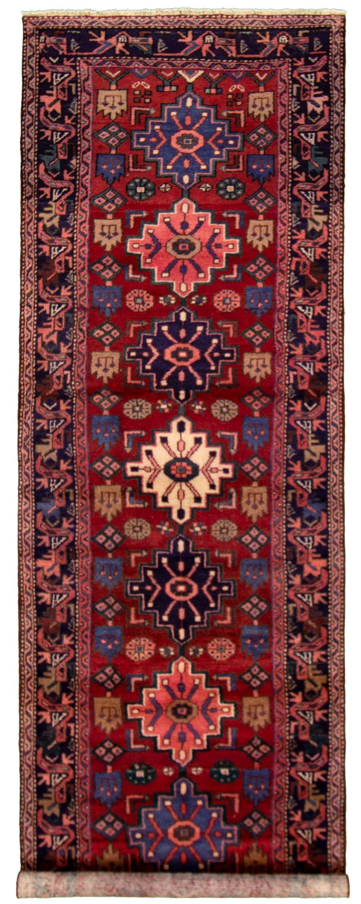 Hand-knotted Hamadan Dark Red Wool Rug 3'6" x 10'6" Size: 3'6" x 10'6"  