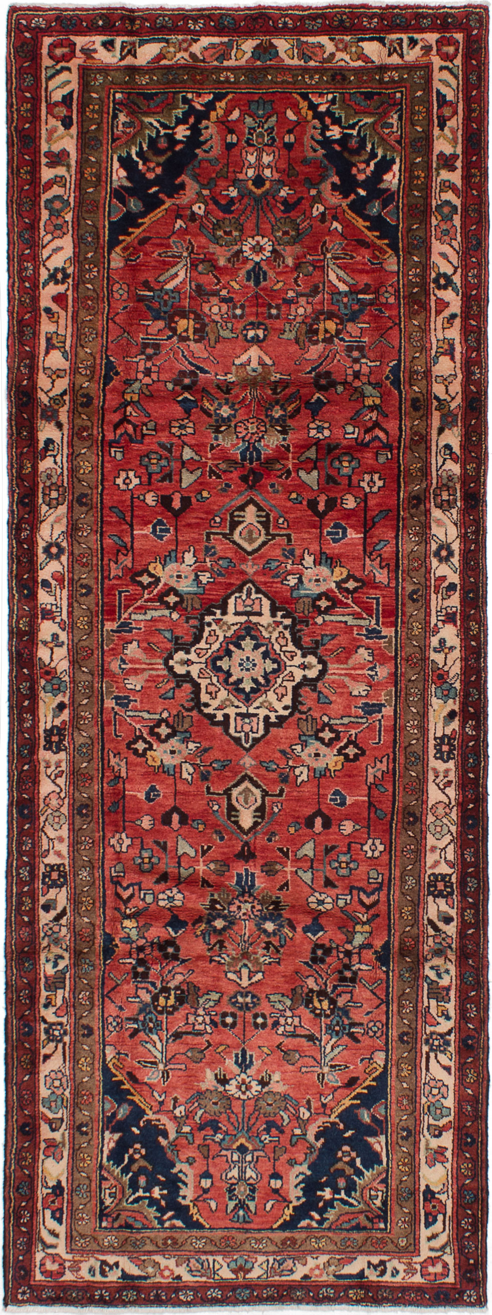 Hand-knotted Hamadan Red Wool Rug 3'7" x 10'0"  Size: 3'7" x 10'0"  