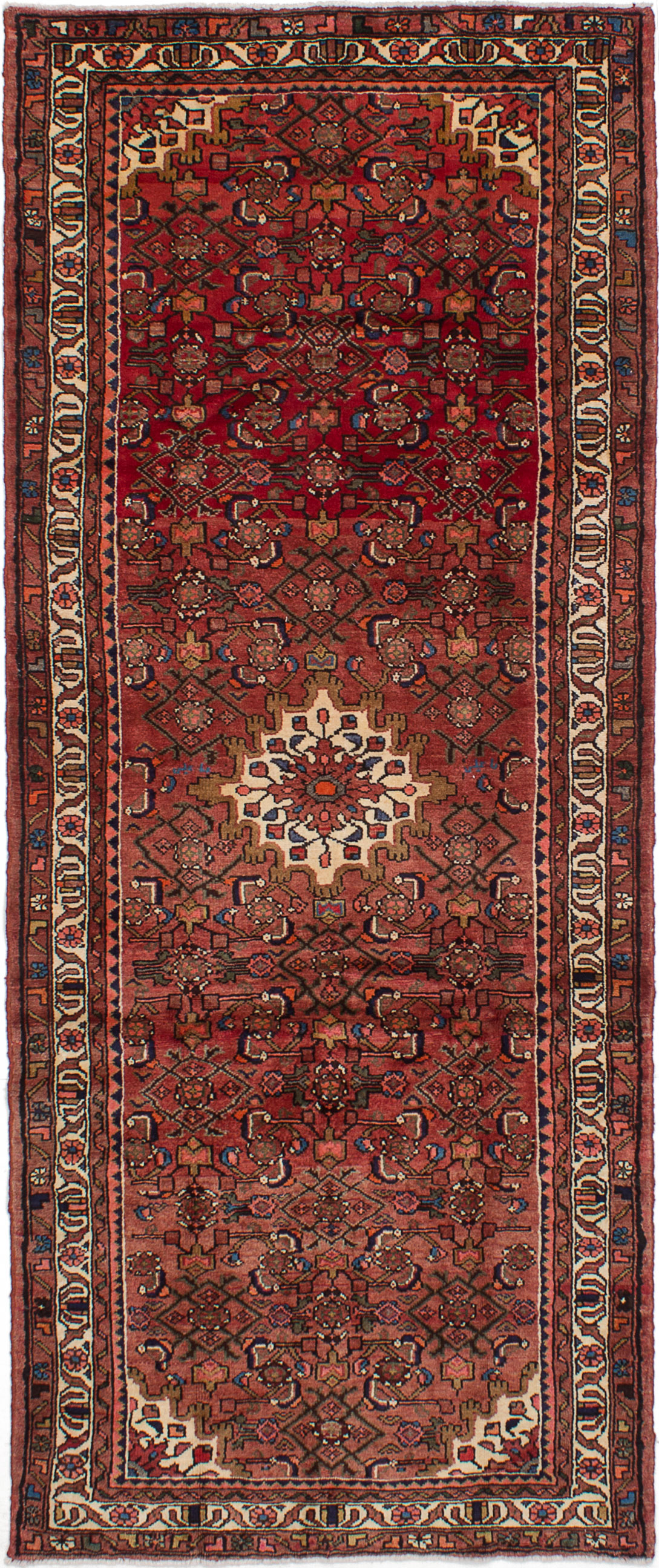 Hand-knotted Hamadan Dark Copper Wool Rug 4'0" x 9'11" Size: 4'0" x 9'11"  