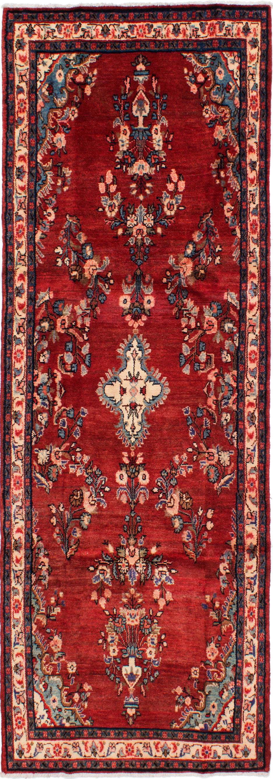 Hand-knotted Lilihan Dark Red Wool Rug 3'6" x 10'1" Size: 3'6" x 10'1"  