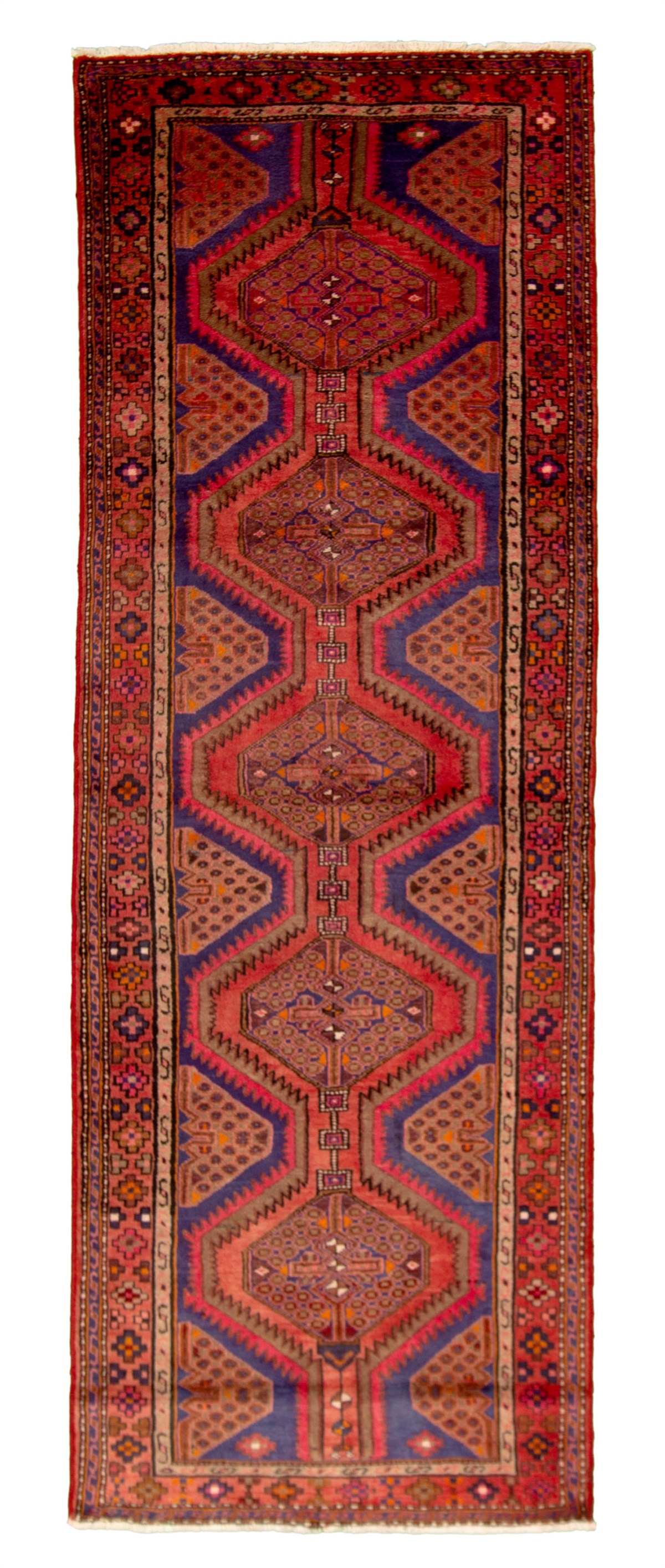Hand-knotted Hamadan Red Wool Rug 3'8" x 10'6" Size: 3'8" x 10'6"  