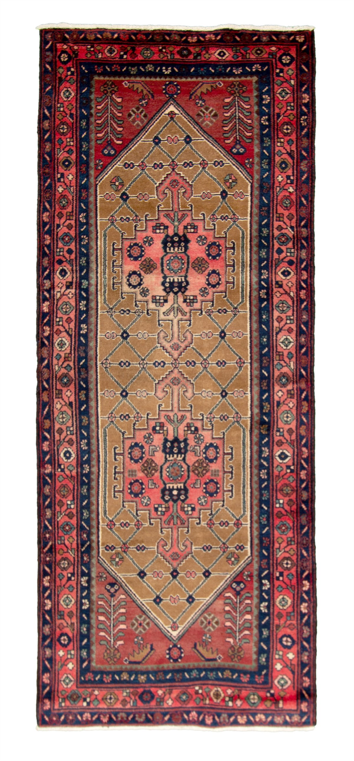 Hand-knotted Hamadan Red Wool Rug 3'9" x 9'5"  Size: 3'9" x 9'5"  