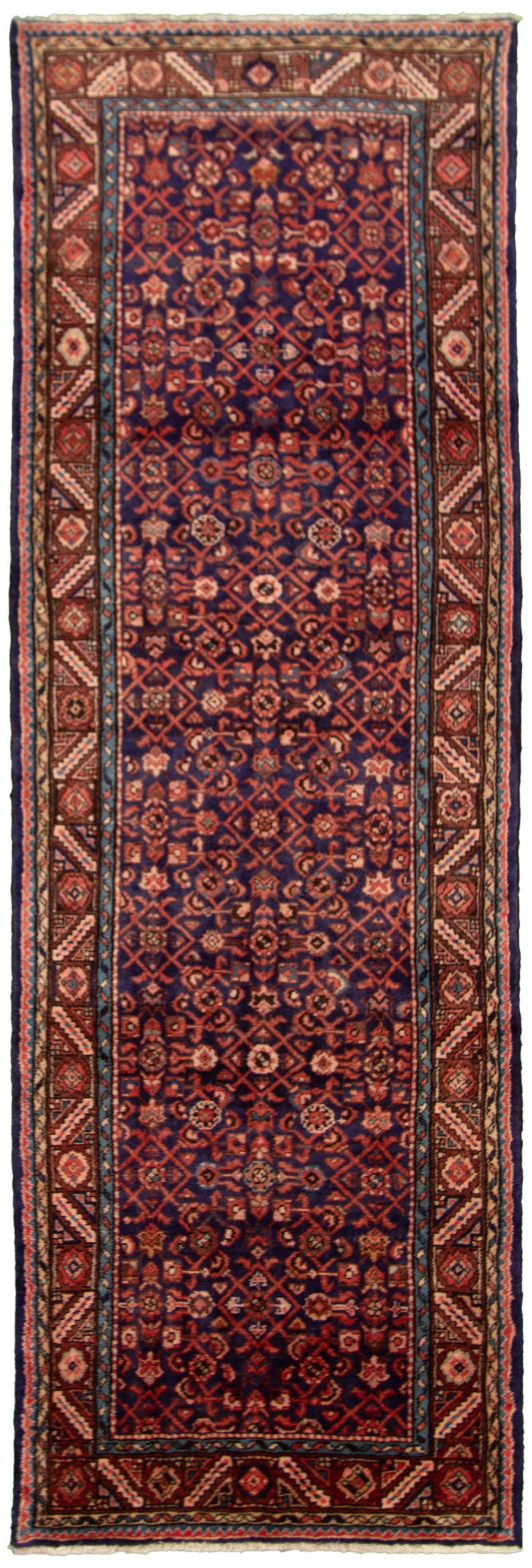 Hand-knotted Hosseinabad Dark Navy Wool Rug 3'6" x 11'0" Size: 3'6" x 11'0"  