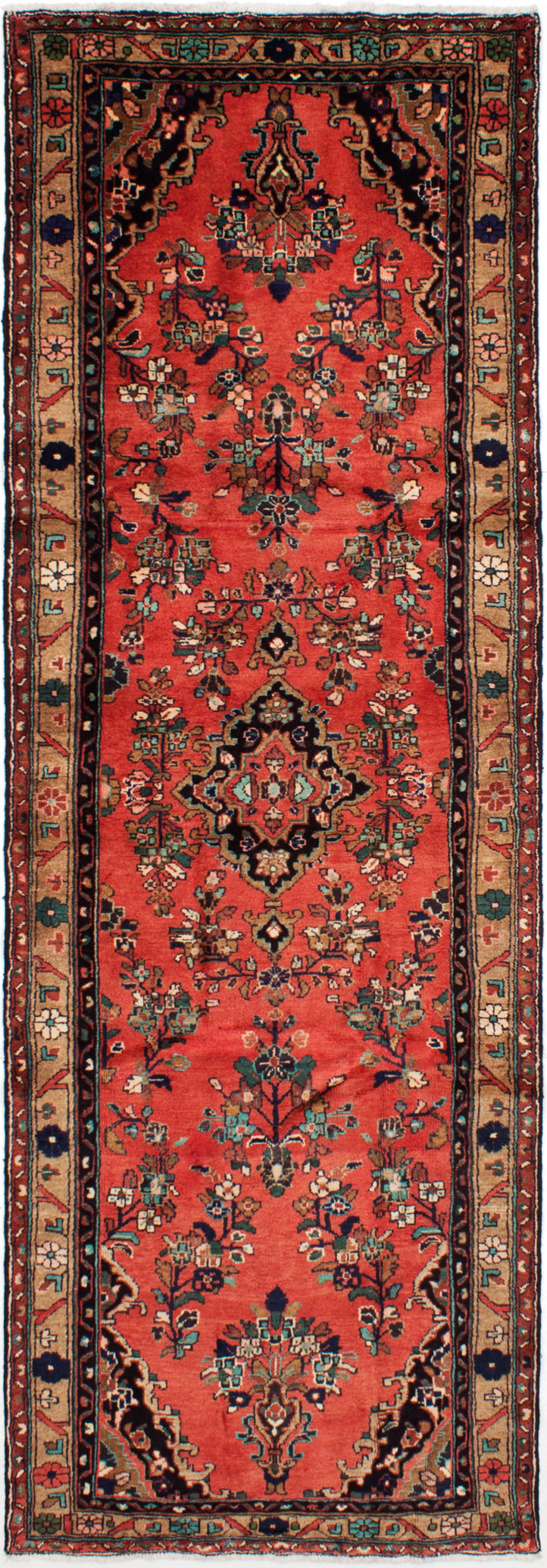 Hand-knotted Hamadan Dark Copper Wool Rug 3'8" x 10'9" Size: 3'8" x 10'9"  