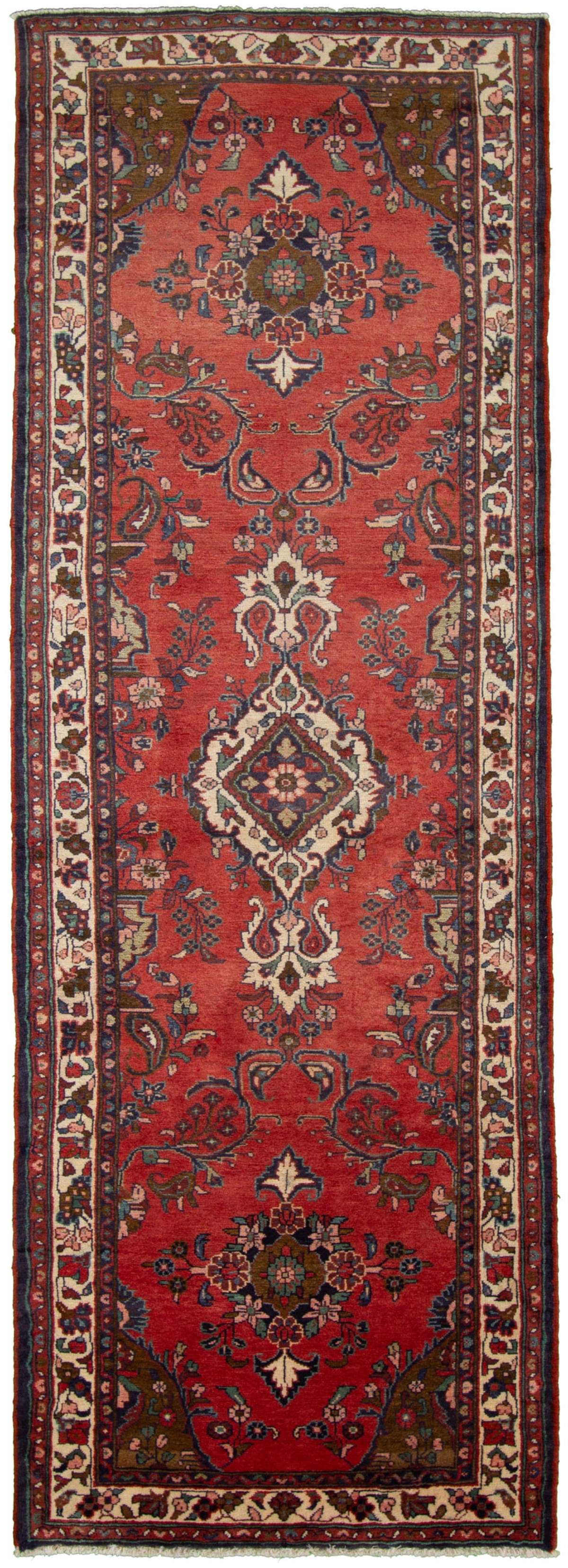 Hand-knotted Hamadan Red Wool Rug 3'9" x 10'9" Size: 3'9" x 10'9"  