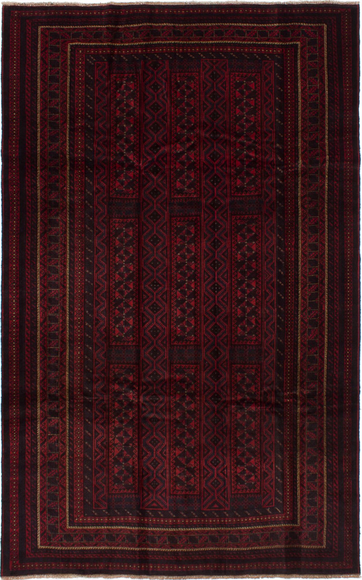 Hand-knotted Finest Rizbaft Dark Red Wool Rug 6'4" x 10'0" Size: 6'4" x 10'0"  