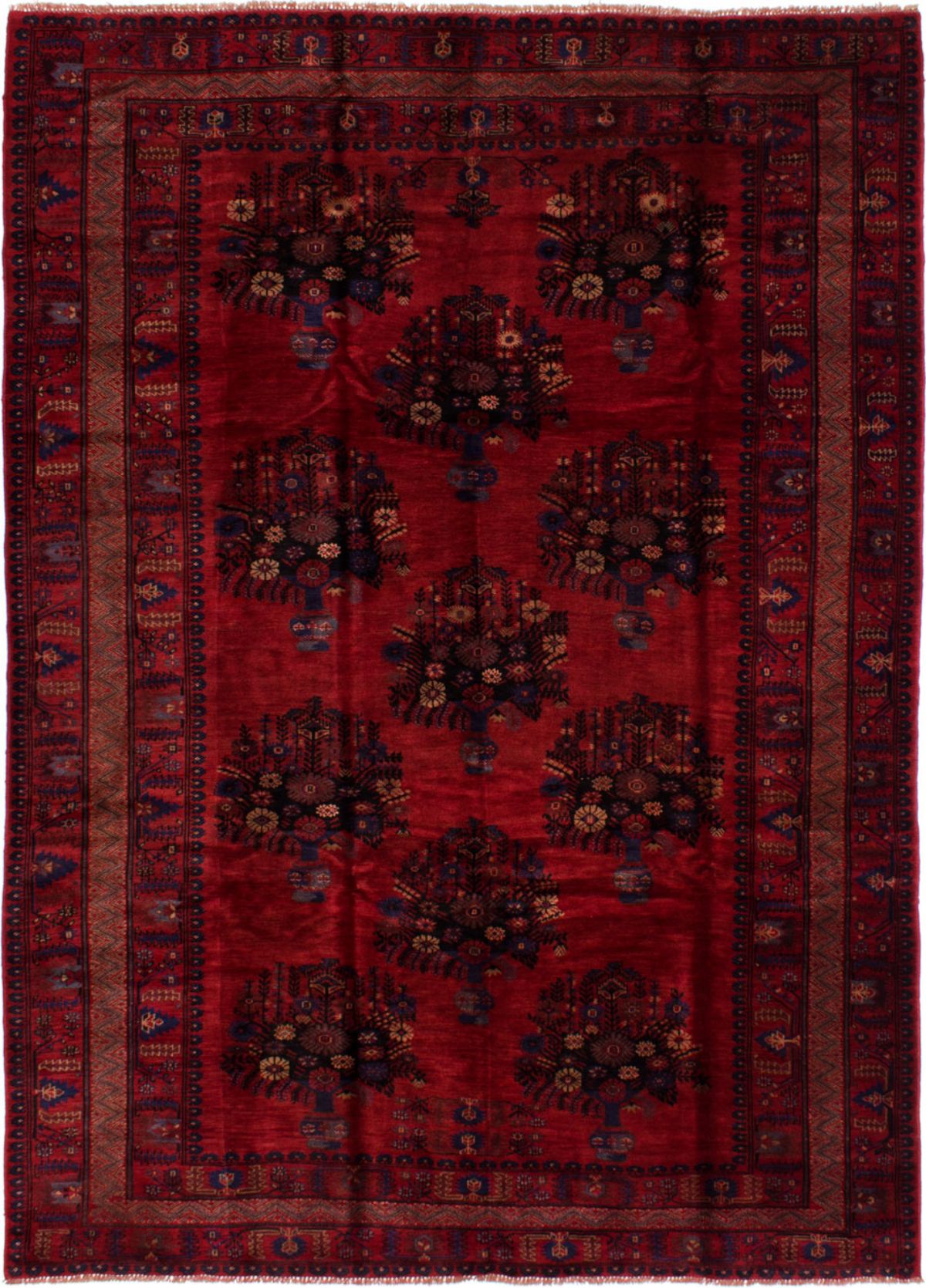 Hand-knotted Finest Rizbaft Dark Red Wool Rug 7'1" x 10'0" Size: 7'1" x 10'0"  