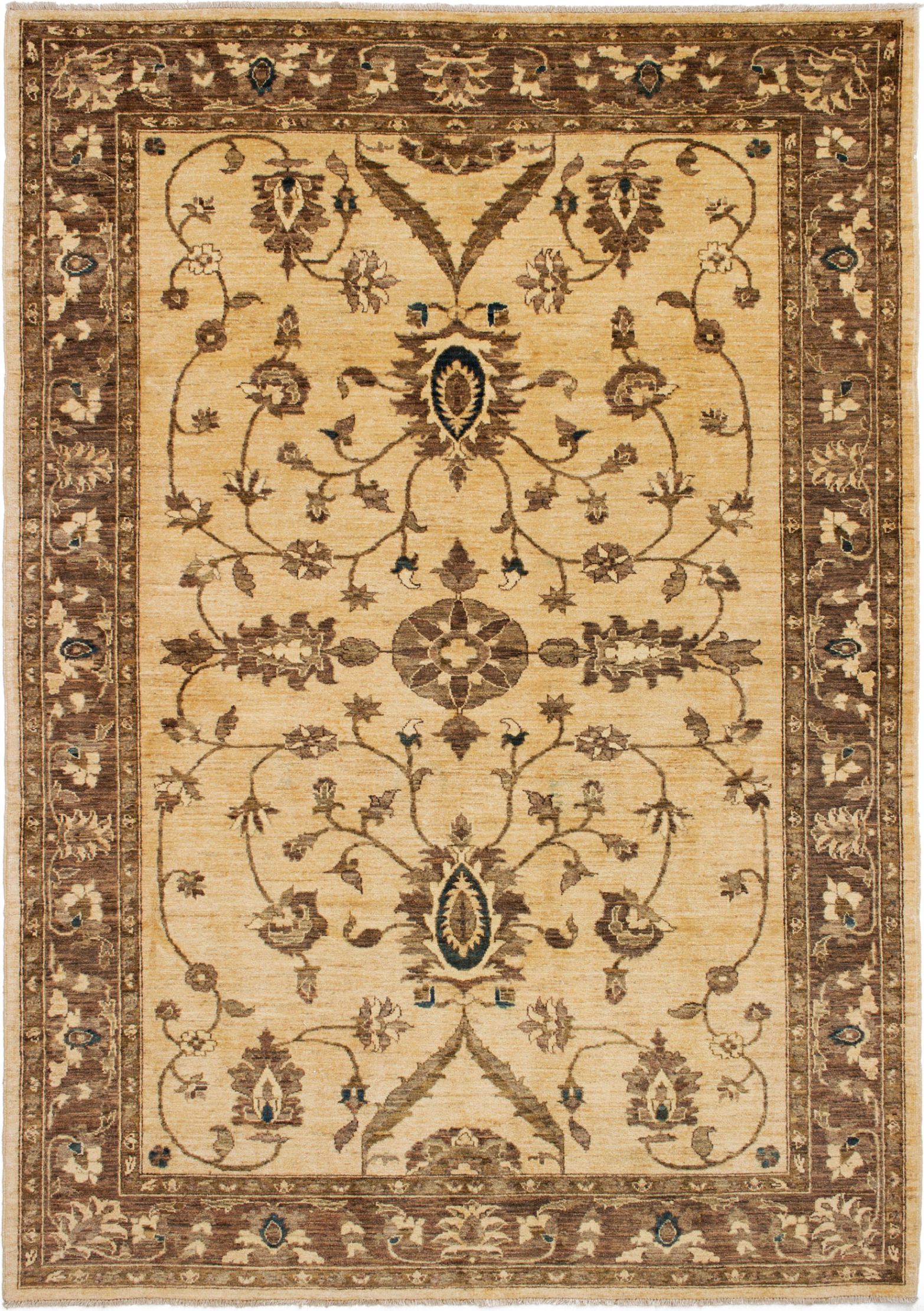 Hand-knotted Chobi Finest Beige Wool Rug 6'8" x 9'5" Size: 6'8" x 9'5"  