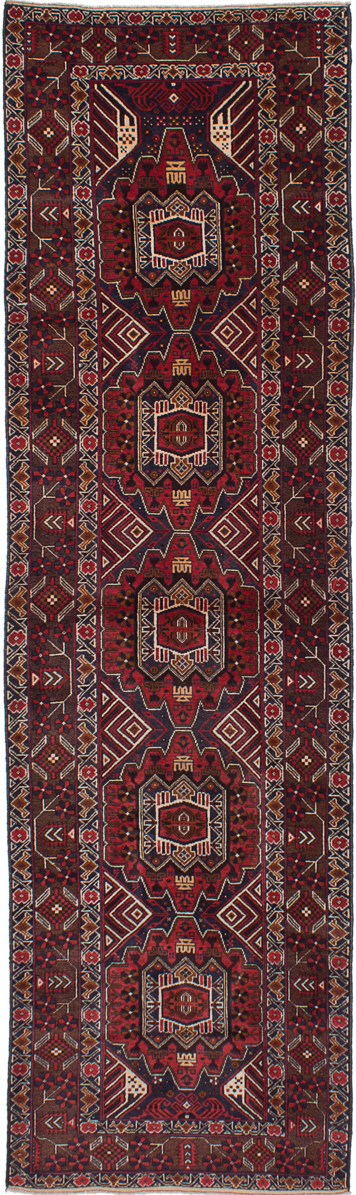 Hand-knotted Teimani Red Wool Rug 3'1" x 10'11" Size: 3'1" x 10'11"  