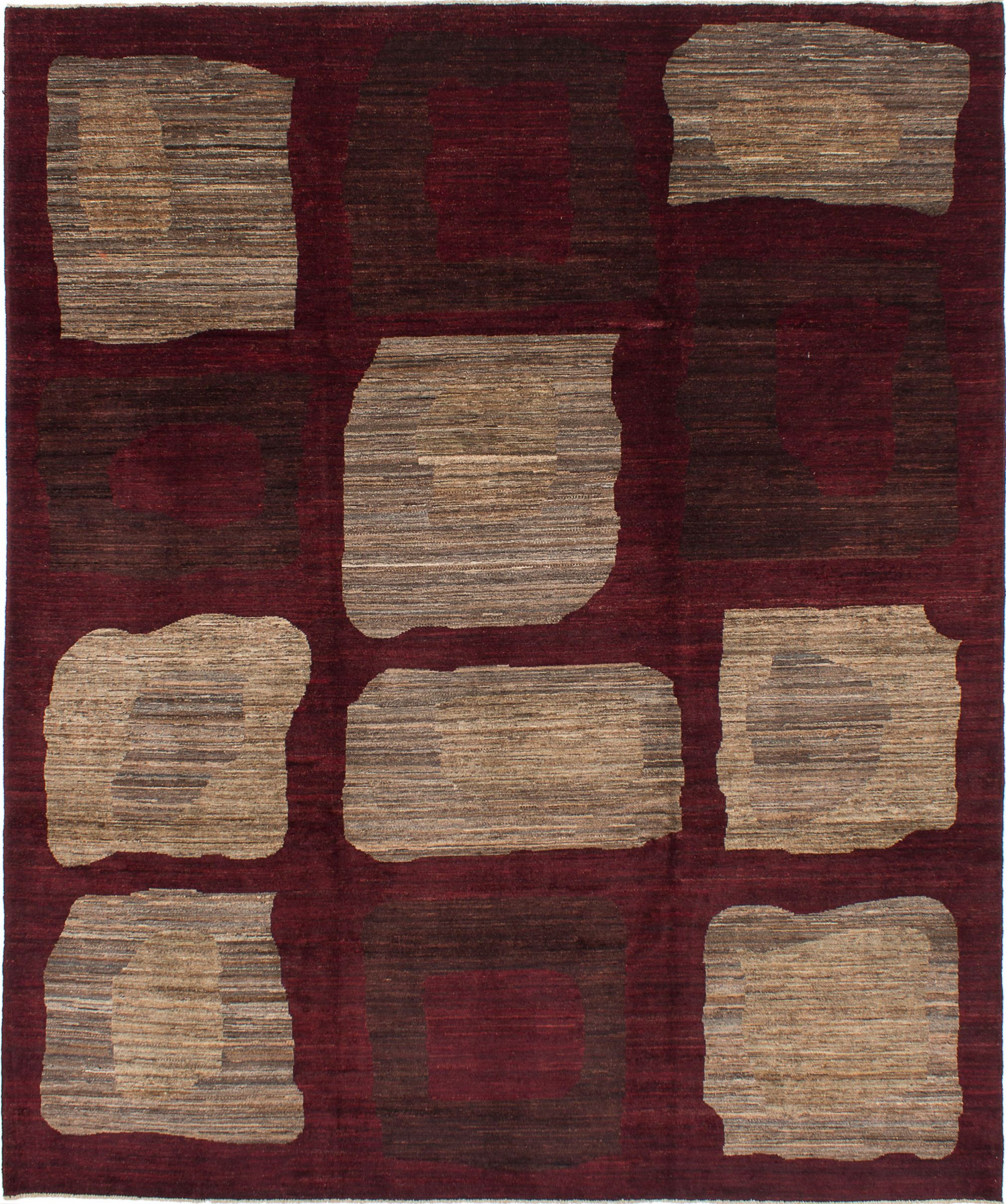 Hand-knotted Finest Ziegler Chobi Dark Red Wool Rug 8'4" x 9'9" Size: 8'4" x 9'9"  