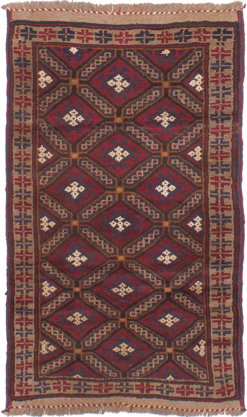 Hand-knotted Finest Rizbaft Dark Red Wool Rug 2'10" x 4'9" Size: 2'10" x 4'9"  
