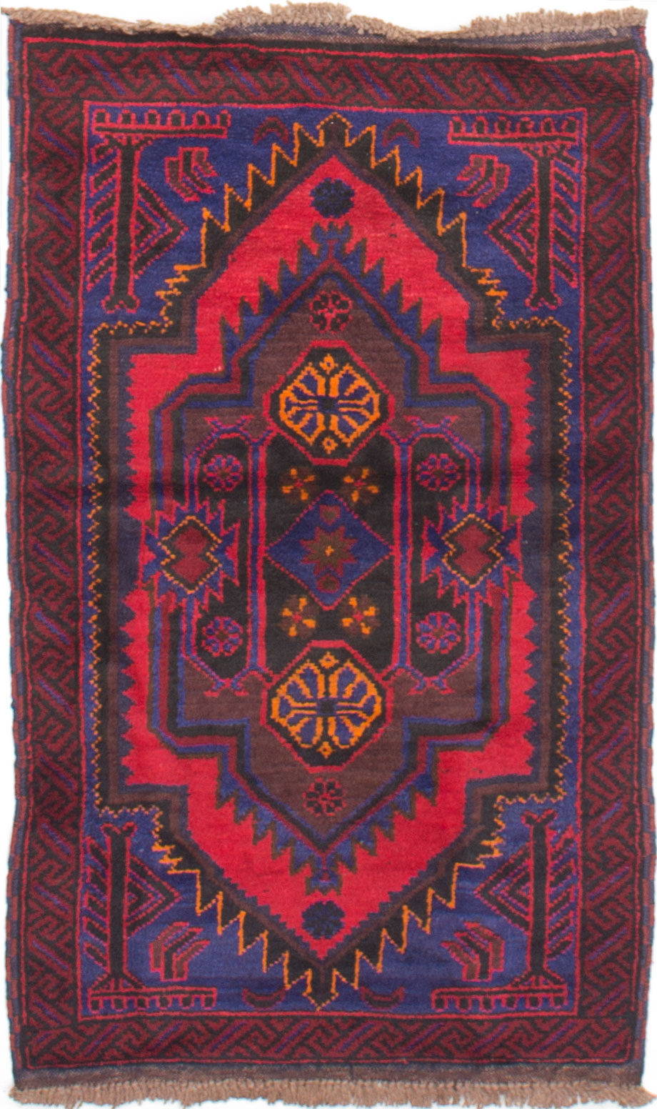Hand-knotted Finest Rizbaft Red Wool Rug 2'9" x 4'6" Size: 2'9" x 4'6"  