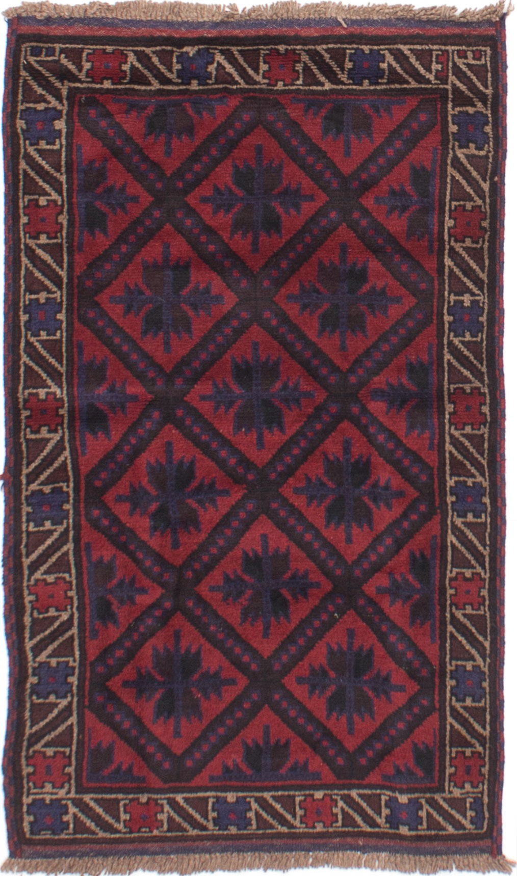 Hand-knotted Finest Rizbaft Dark Red Wool Rug 2'9" x 4'11" Size: 2'9" x 4'11"  