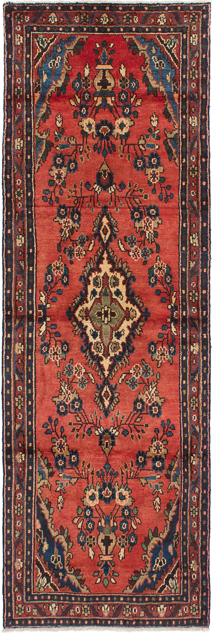 Hand-knotted Hamadan Light Red Wool Rug 3'5" x 10'2" Size: 3'5" x 10'2"  