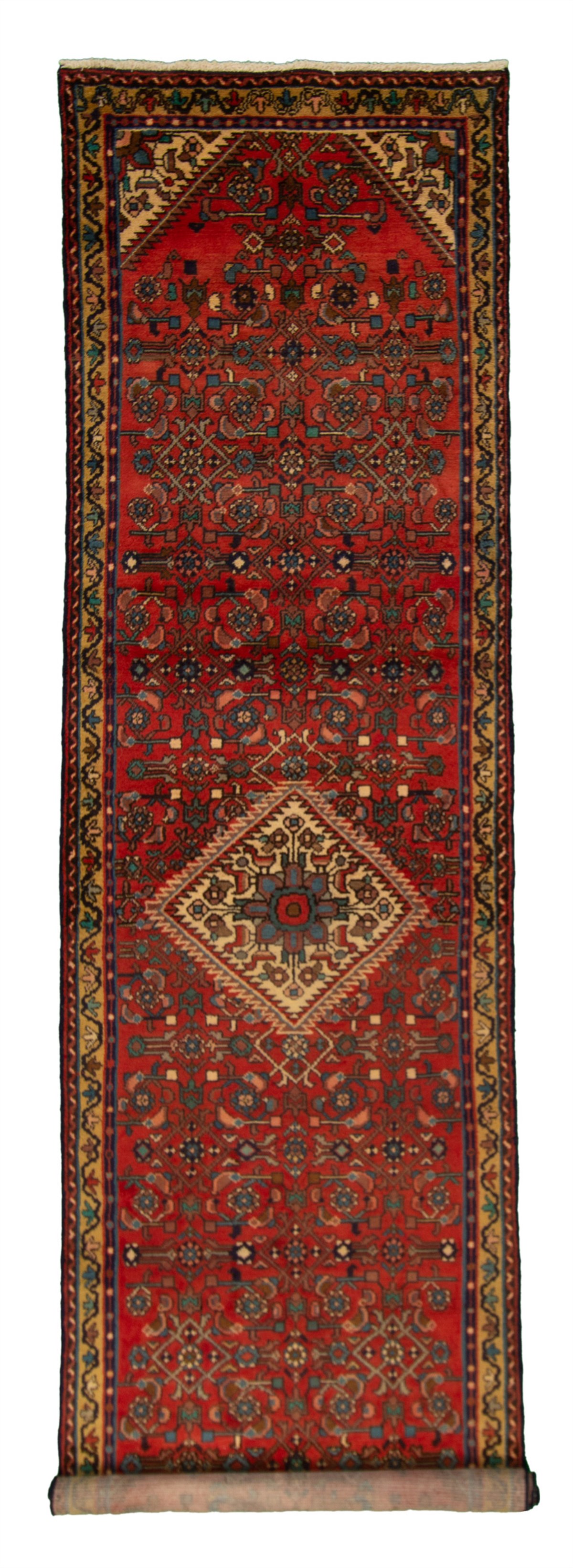 Hand-knotted Hamadan Red Wool Rug 3'4" x 11'8" Size: 3'4" x 11'8"  
