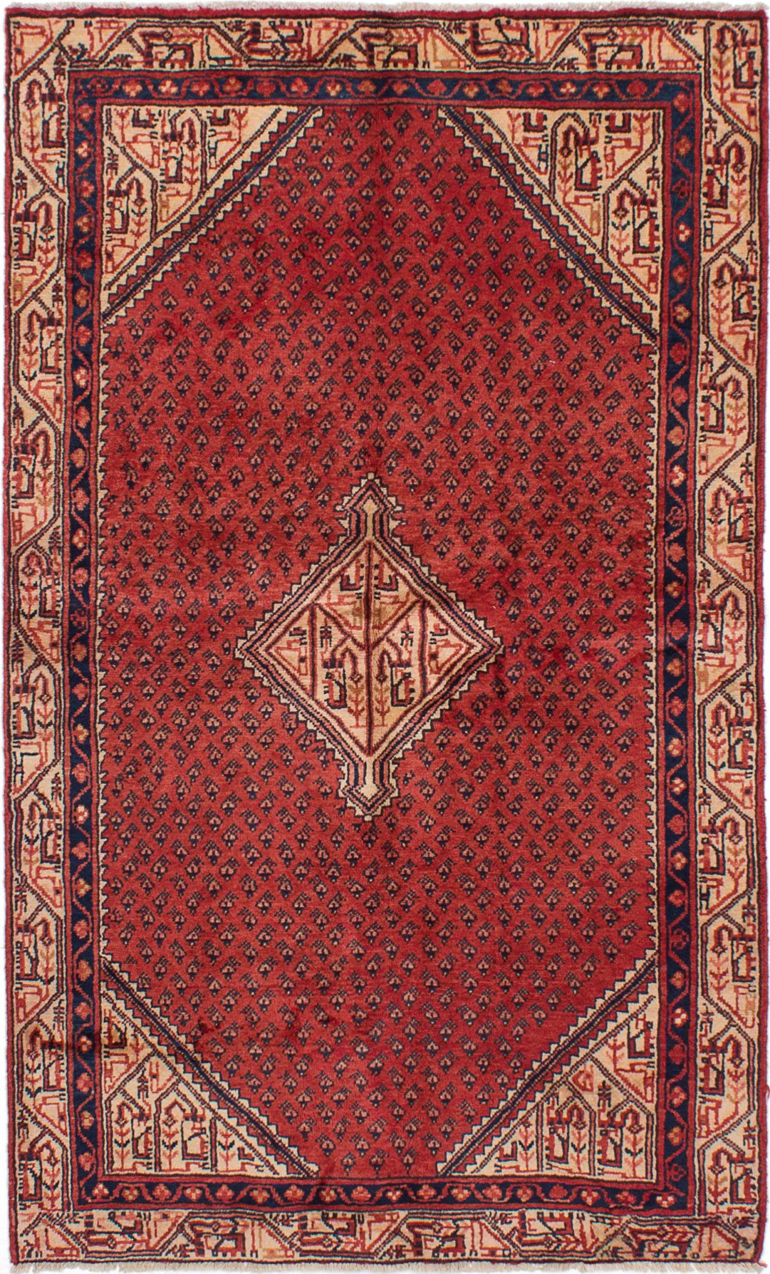 Hand-knotted Arak Red Wool Rug 4'2" x 6'10" Size: 4'2" x 6'10"  