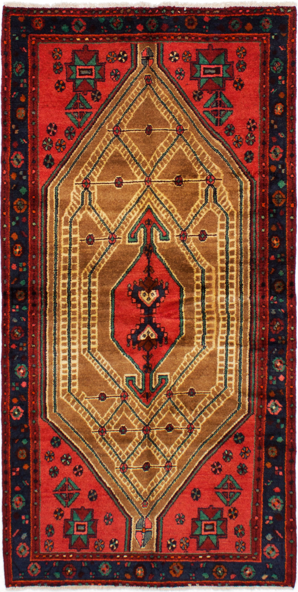 Hand-knotted Koliai Light Brown, Red Wool Rug 3'8" x 7'3" Size: 3'8" x 7'3"  