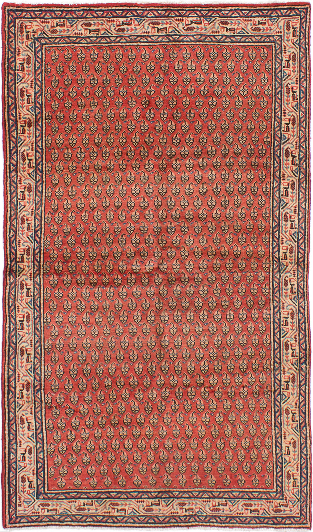 Hand-knotted Arak Red Wool Rug 4'0" x 6'10" Size: 4'0" x 6'10"  