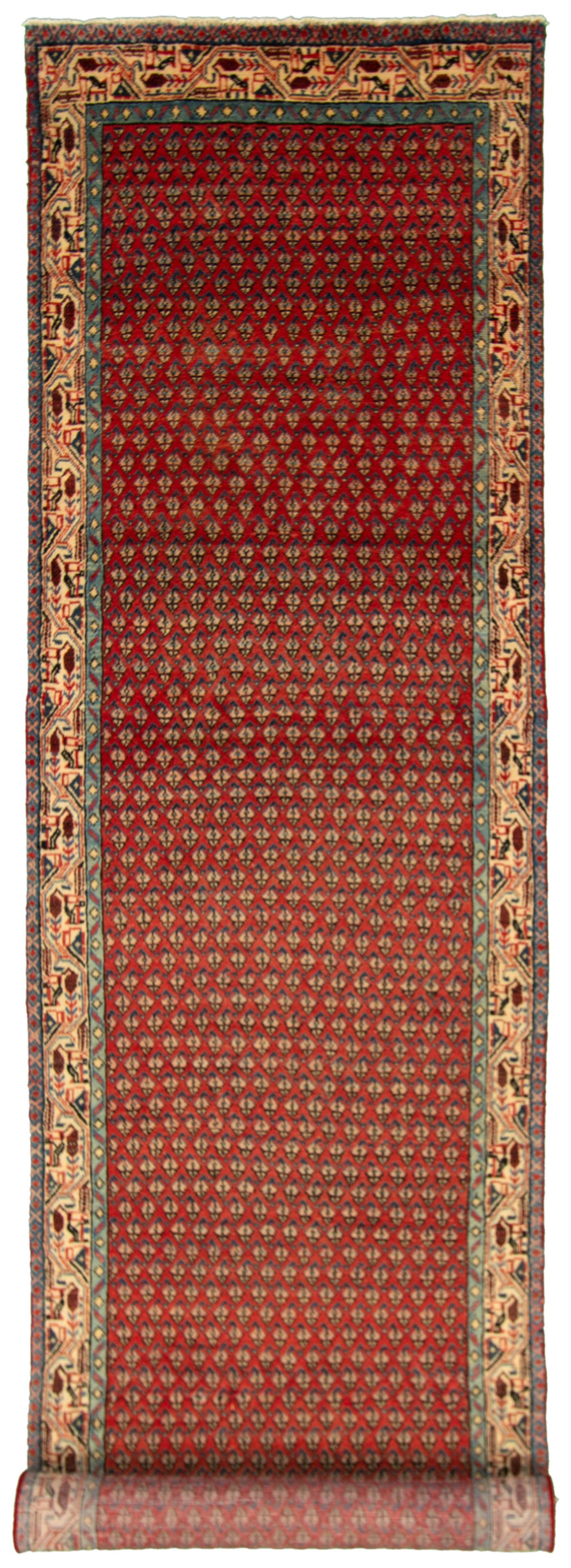 Hand-knotted Arak Red Wool Rug 3'6" x 14'9" Size: 3'6" x 14'9"  