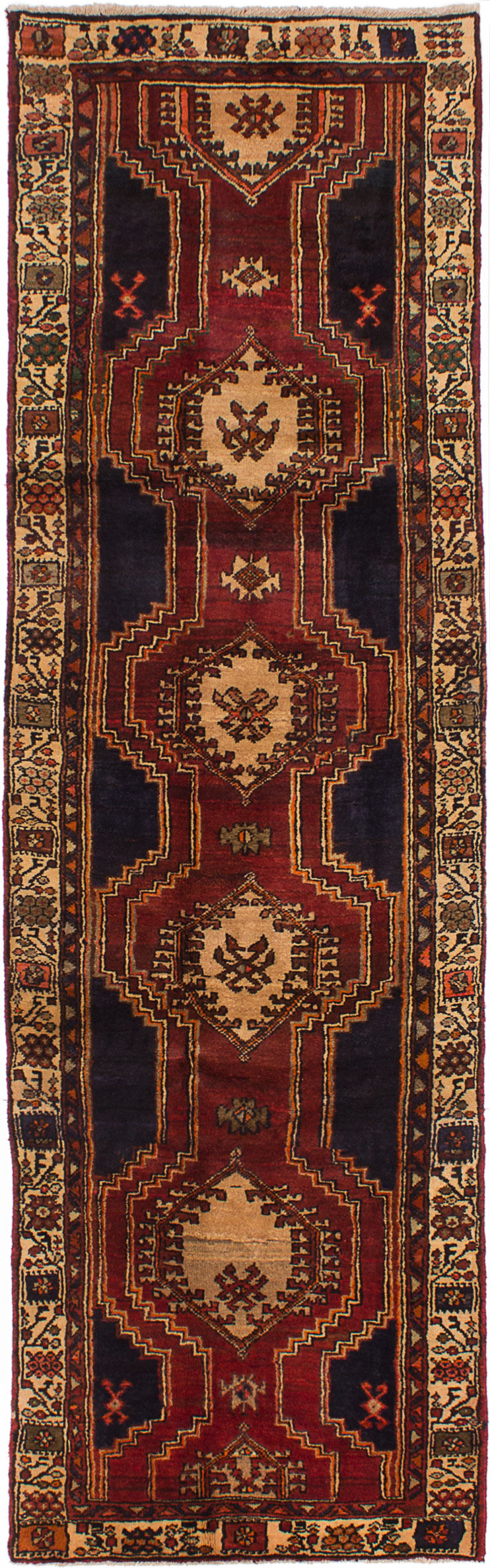 Hand-knotted Ardabil Dark Red Wool Rug 3'0" x 10'1" Size: 3'0" x 10'1"  