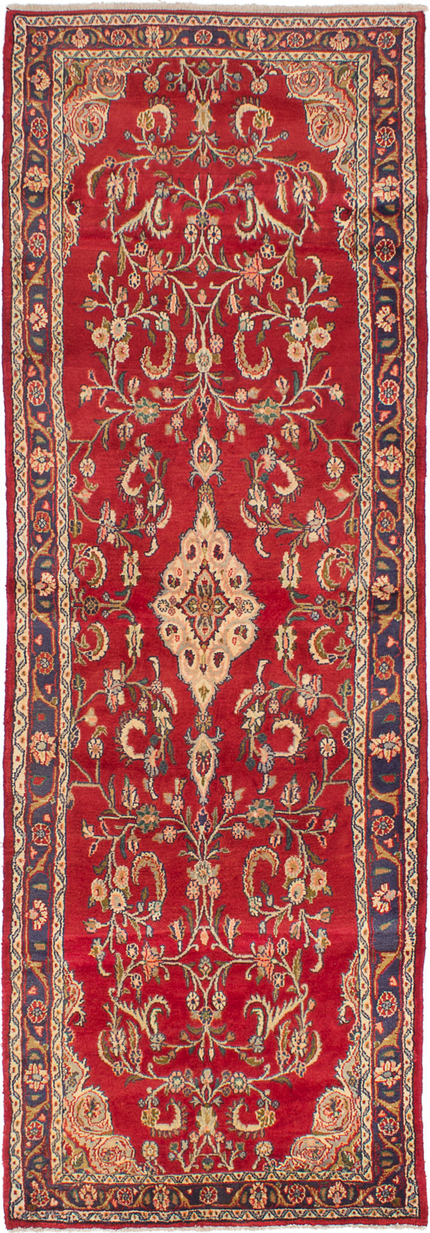 Hand-knotted Mahal Red Wool Rug 3'4" x 10'3" Size: 3'4" x 10'3"  
