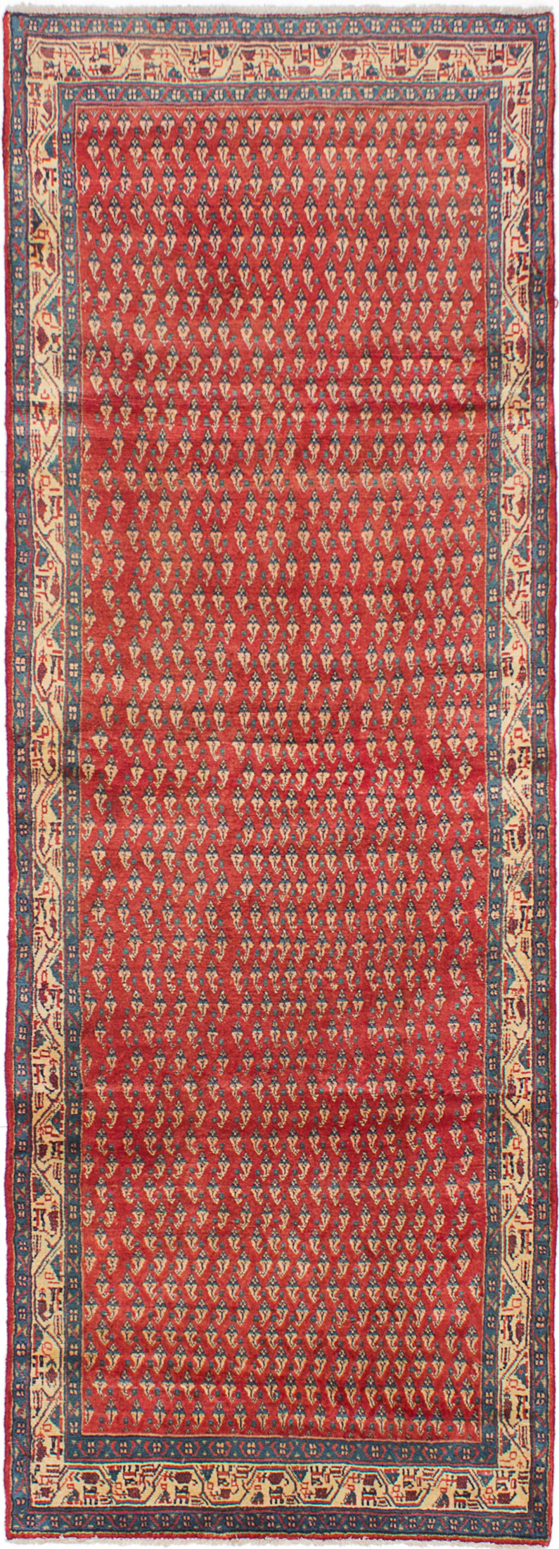 Hand-knotted Arak Red Wool Rug 3'4" x 9'5" Size: 3'4" x 9'5"  
