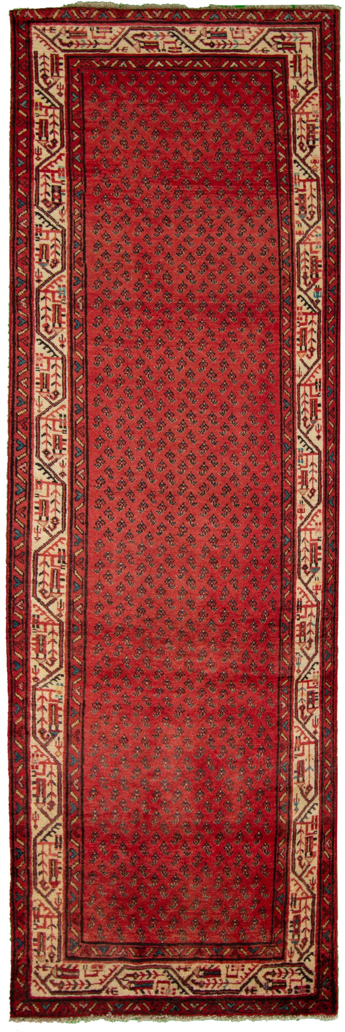Hand-knotted Arak Red Wool Rug 3'4" x 10'9" Size: 3'4" x 10'9"  