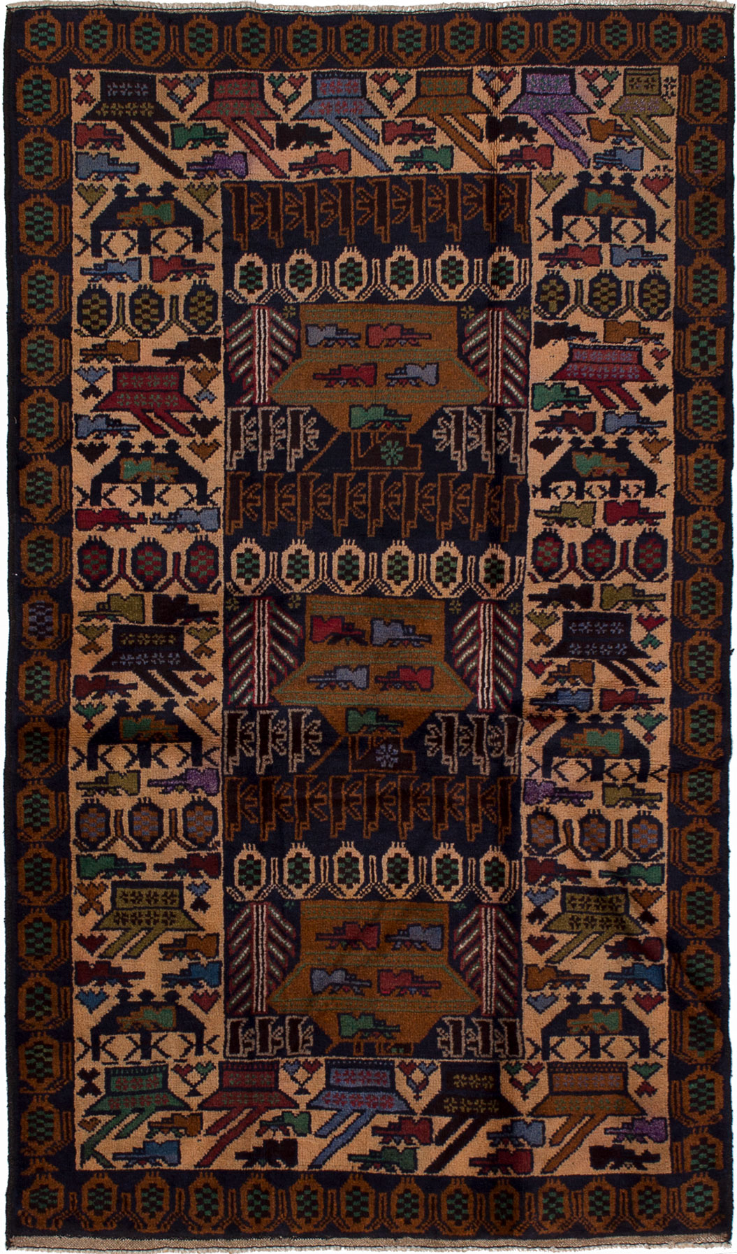 Hand-knotted Rare War Beige, Brown Wool Rug 3'10" x 6'7" Size: 3'10" x 6'7"  