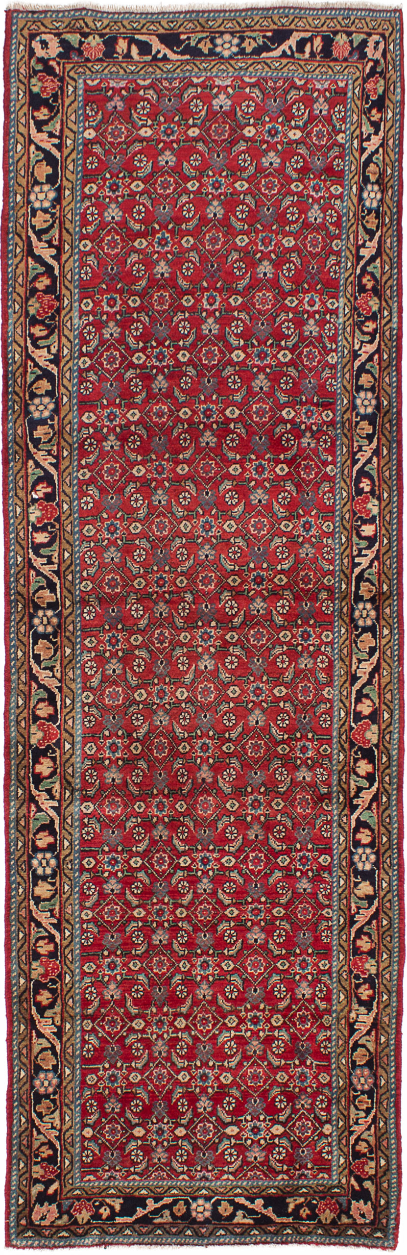 Hand-knotted Mahal Red Wool Rug 3'5" x 10'10" Size: 3'5" x 10'10"  
