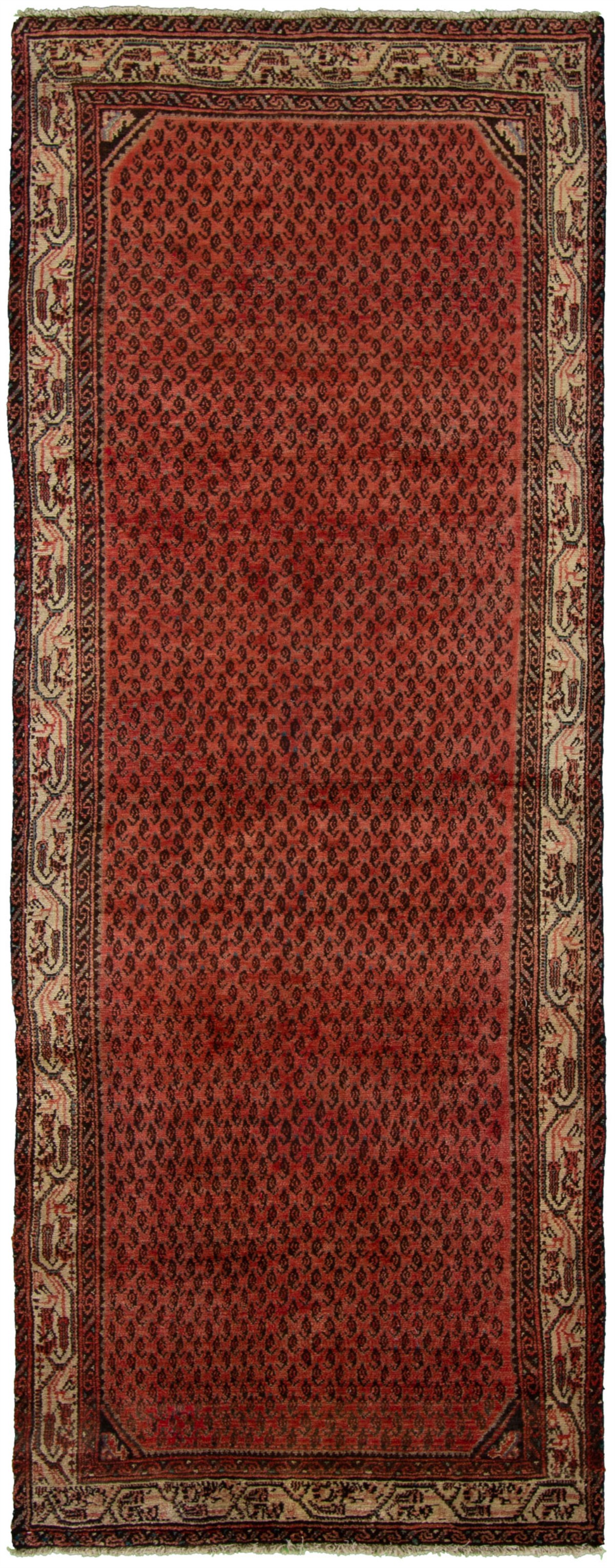 Hand-knotted Arak Red Wool Rug 3'6" x 9'8" Size: 3'6" x 9'8"  