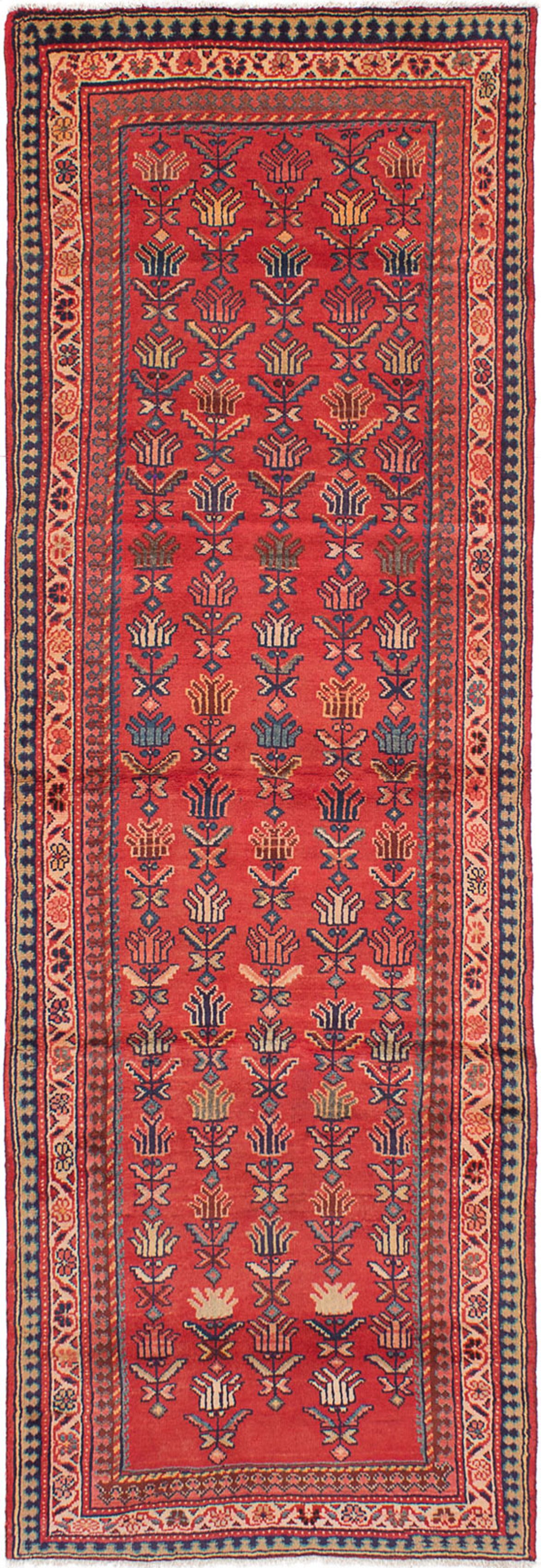 Hand-knotted Hamadan Red Wool Rug 3'5" x 10'2" Size: 3'5" x 10'2"  