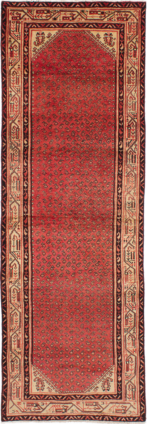 Hand-knotted Arak Red Wool Rug 3'5" x 10'4"  Size: 3'5" x 10'4"  