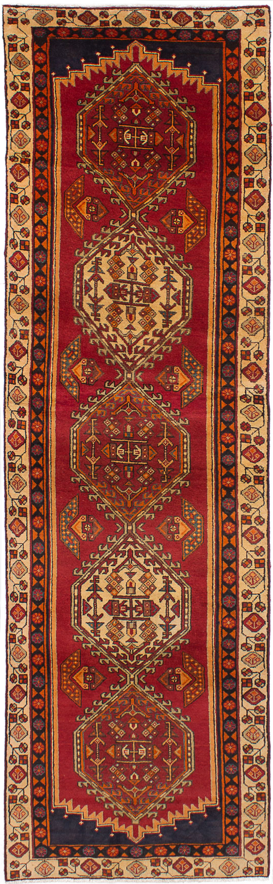 Hand-knotted Ardabil Red Wool Rug 3'2" x 11'0" Size: 3'2" x 11'0"  