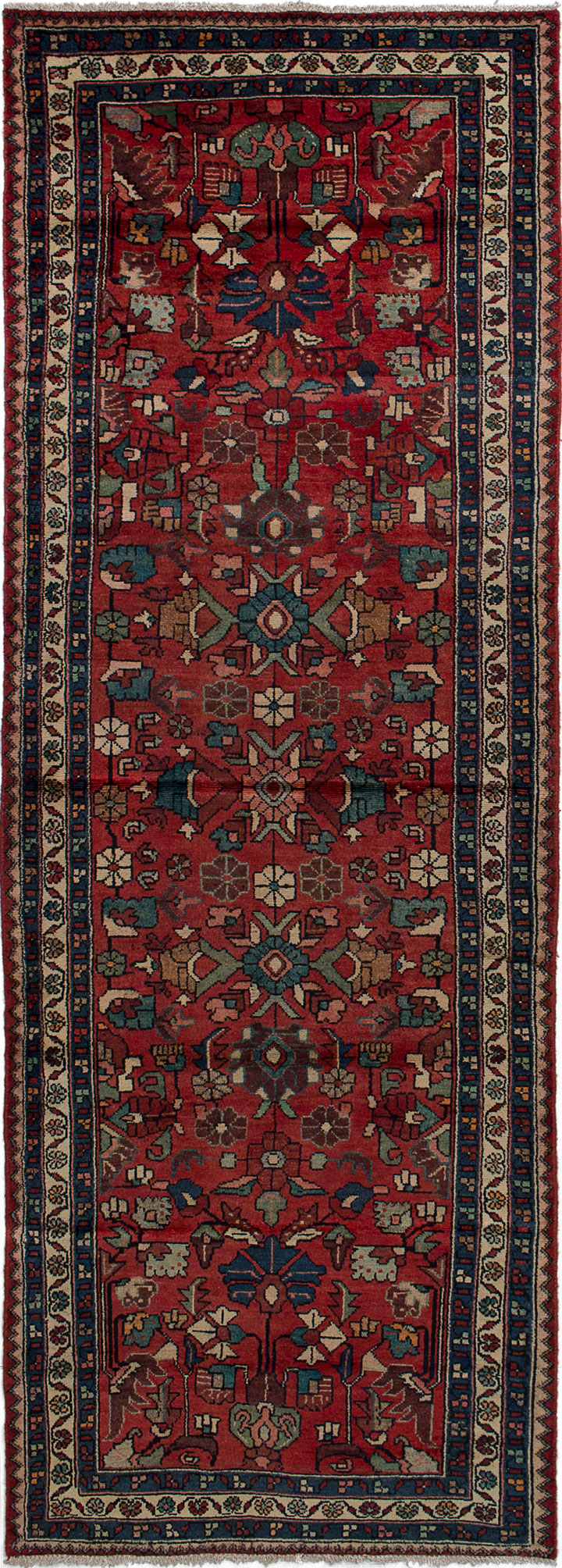 Hand-knotted Hamadan Red Wool Rug 3'6" x 10'1"  Size: 3'6" x 10'1"  