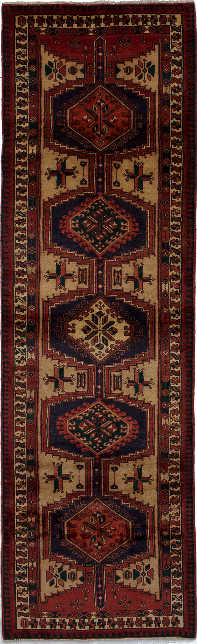 Hand-knotted Ardabil Beige Wool Rug 3'3" x 11'2" Size: 3'3" x 11'2"  