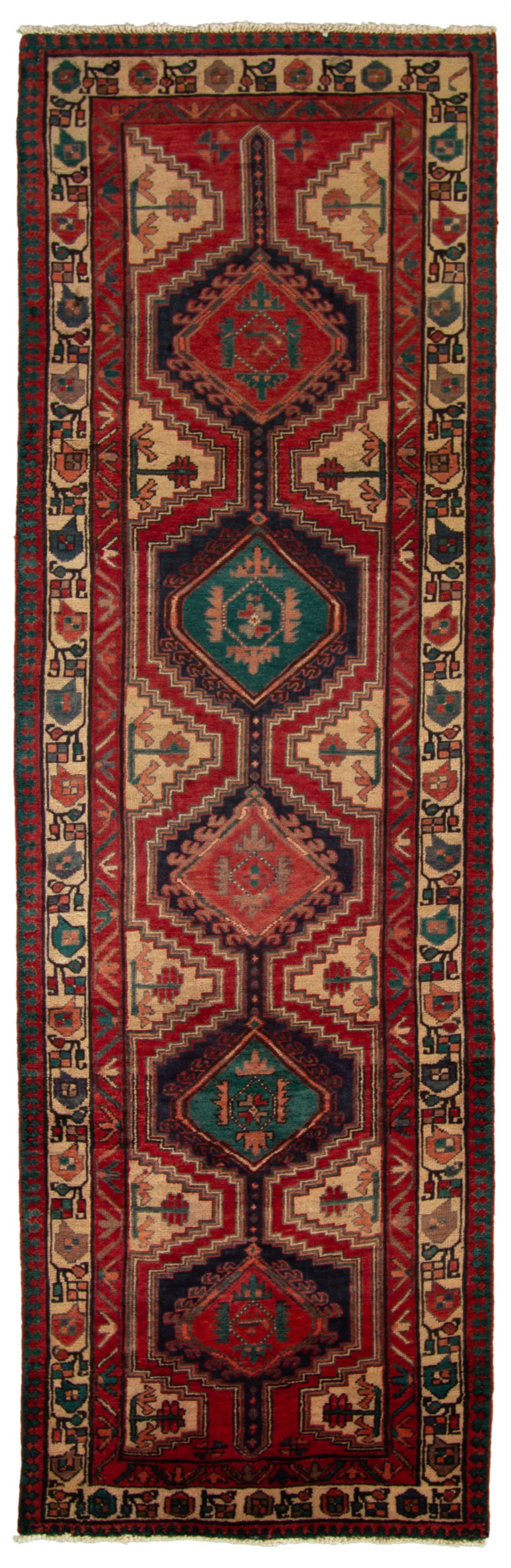 Hand-knotted Ardabil Red Wool Rug 3'2" x 10'9" Size: 3'2" x 10'9"  