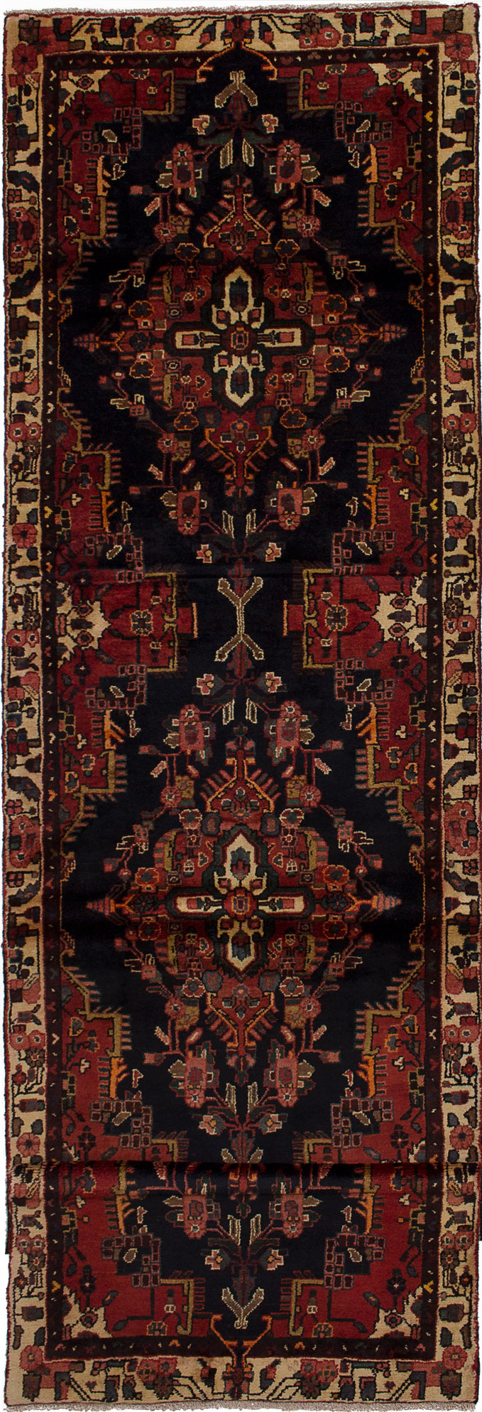 Hand-knotted Ardabil Black Wool Rug 3'3" x 13'1" Size: 3'3" x 13'1"  