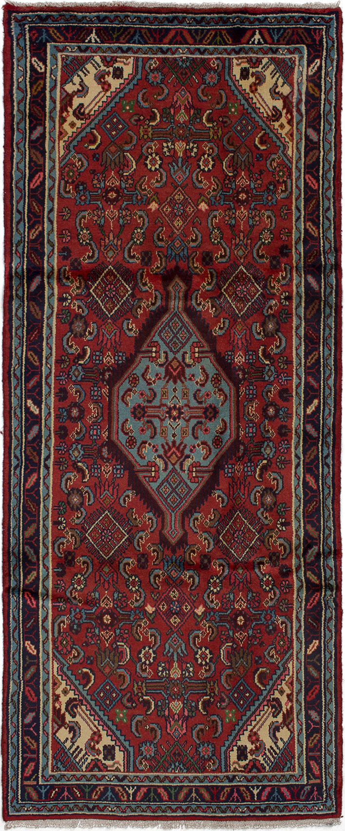 Hand-knotted Mahal Red Wool Rug 3'5" x 8'4" Size: 3'5" x 8'4"  