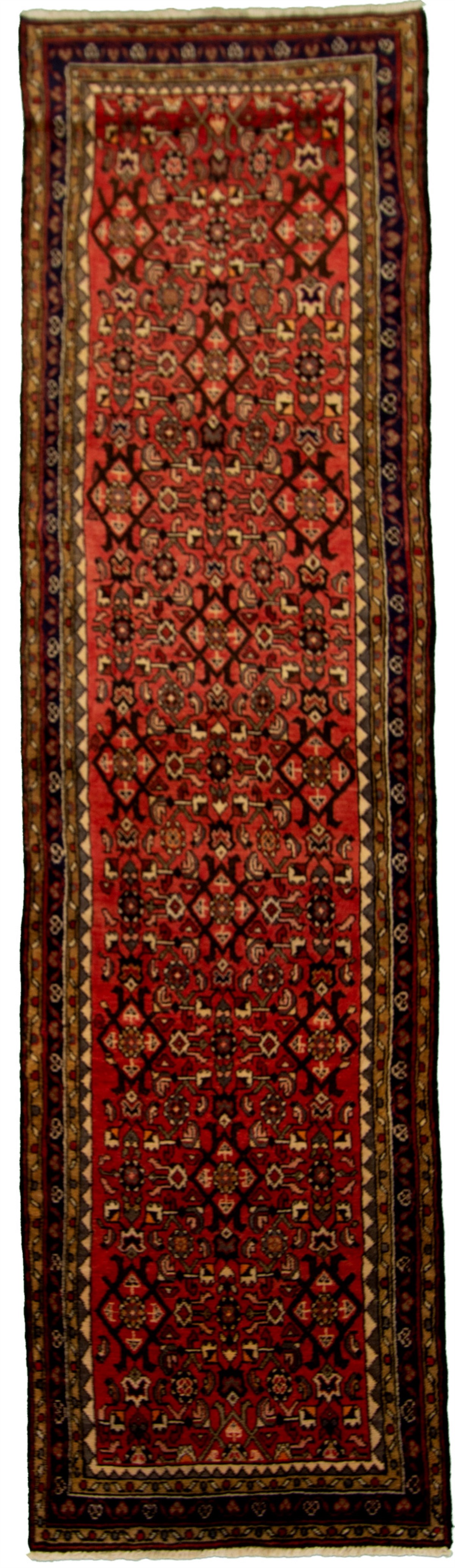Hand-knotted Hamadan Red Wool Rug 2'9" x 10'0"  Size: 2'9" x 10'0"  