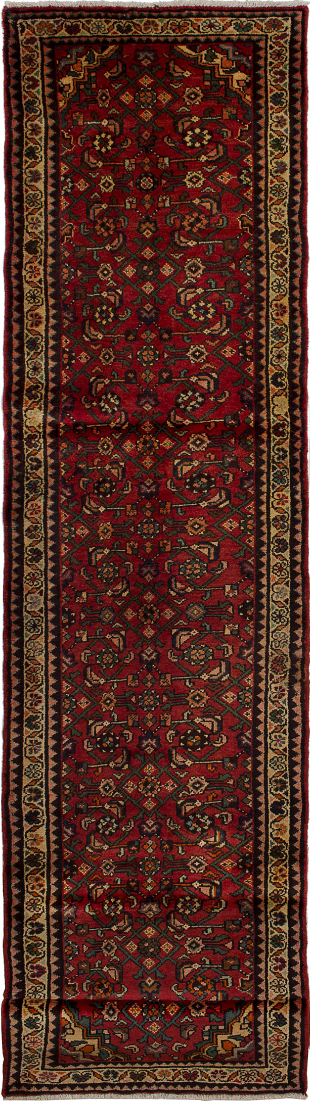 Hand-knotted Hamadan Red Wool Rug 2'8" x 10'8" Size: 2'7" x 10'8"  
