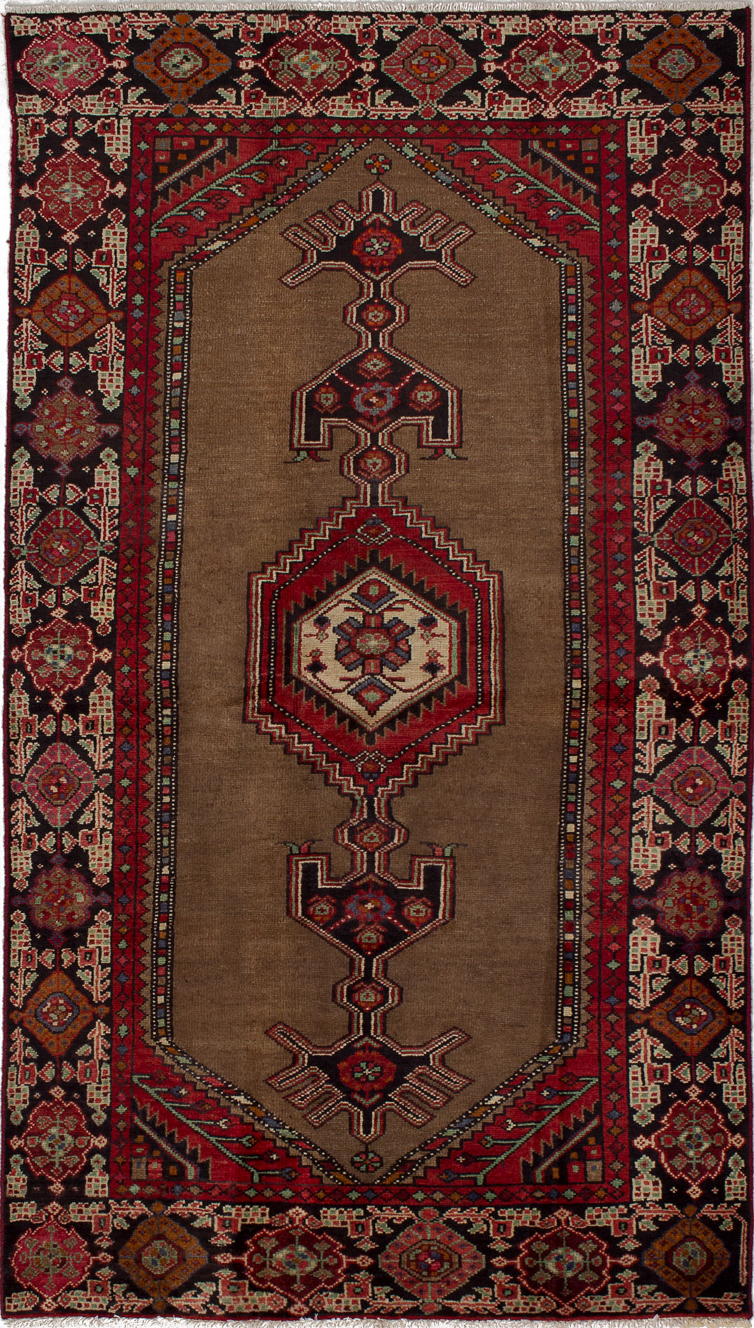 Hand-knotted Hamadan Brown, Red Wool Rug 4'2" x 7'4" Size: 4'2" x 7'4"  