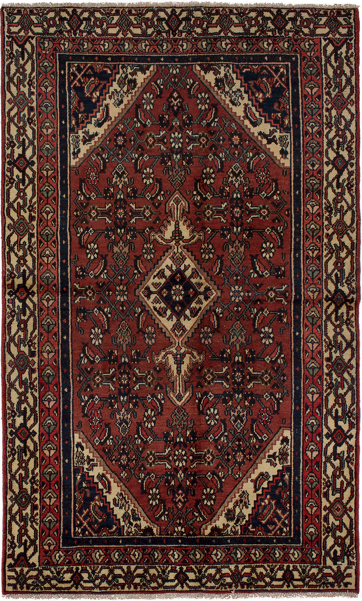 Hand-knotted Hamadan Dark Copper Wool Rug 4'7" x 7'8" Size: 4'7" x 7'8"  