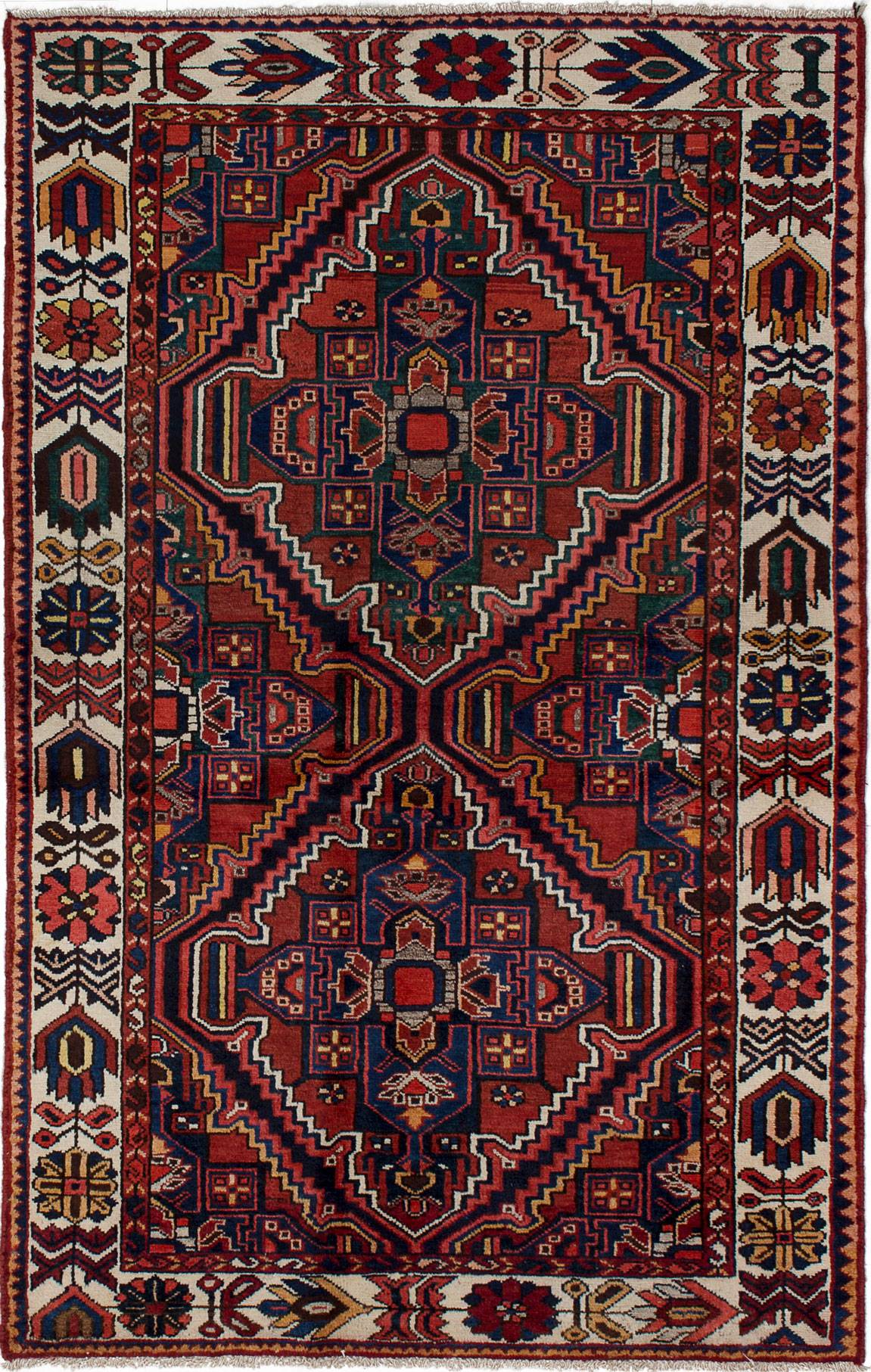 Hand-knotted Afshar Red Wool Rug 4'5" x 6'11" Size: 4'5" x 6'11"  