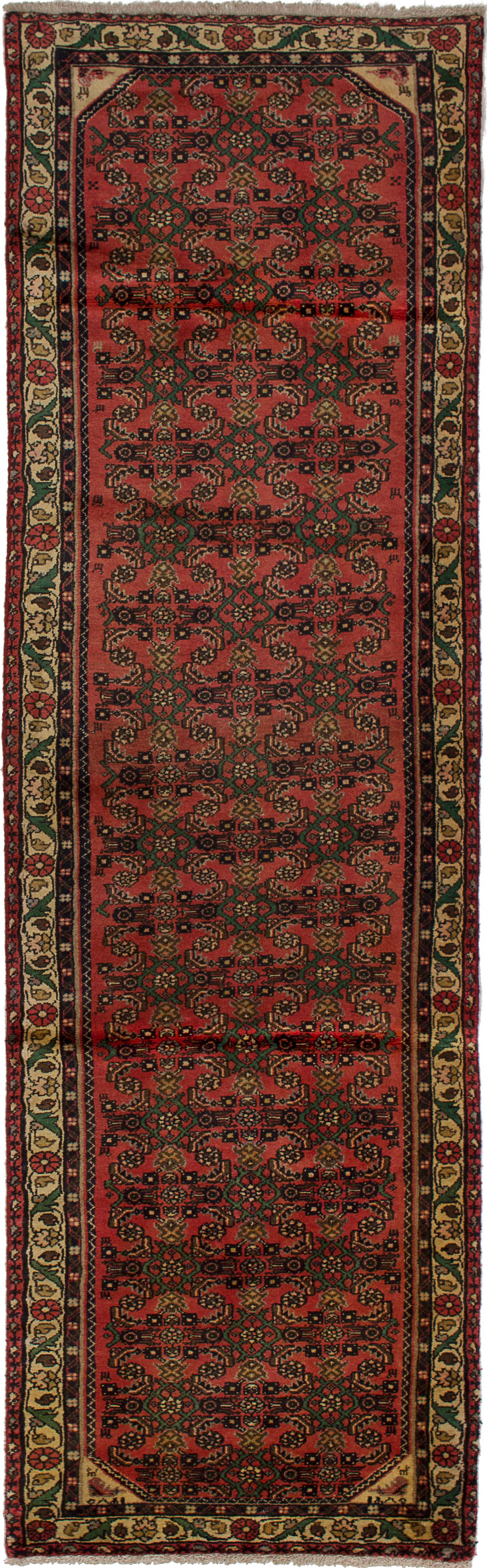 Hand-knotted Hosseinabad Dark Copper Wool Rug 2'7" x 8'11" Size: 2'7" x 8'11"  