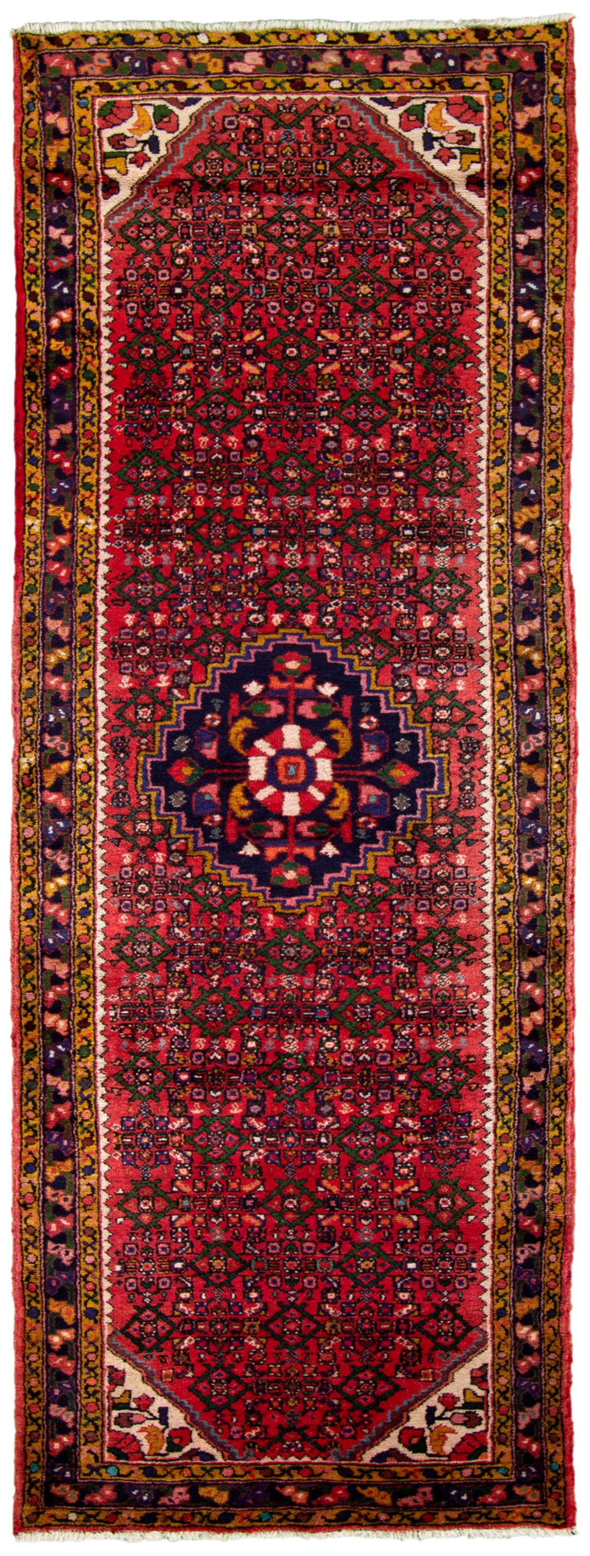 Hand-knotted Hamadan Red Wool Rug 3'5" x 9'10"  Size: 3'5" x 9'10"  