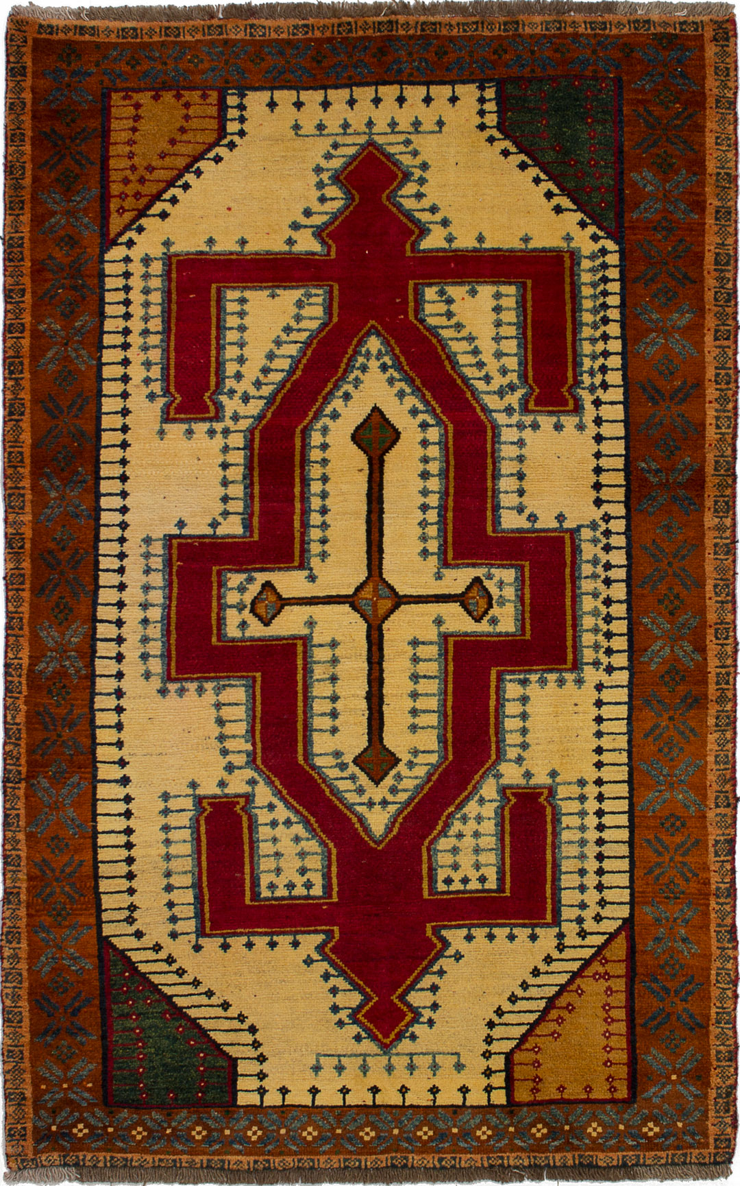 Hand-knotted Persian Gabbeh Light Gold Wool Rug 4'3" x 6'8" Size: 4'3" x 6'8"  