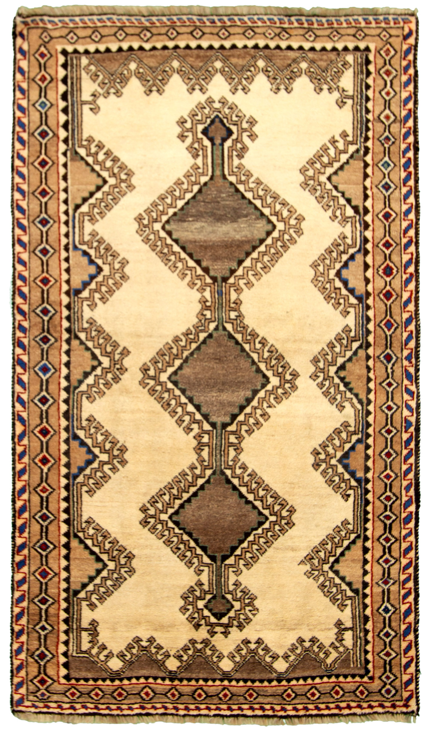 Hand-knotted Persian Gabbeh Cream Wool Rug 4'2" x 7'6" Size: 4'2" x 7'6"  