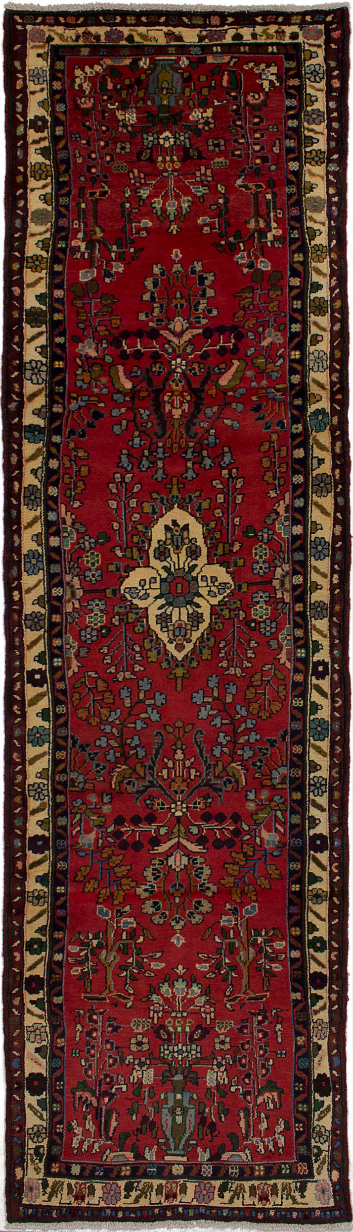 Hand-knotted Hamadan Red Wool Rug 2'8" x 9'8"  Size: 2'8" x 9'8"  